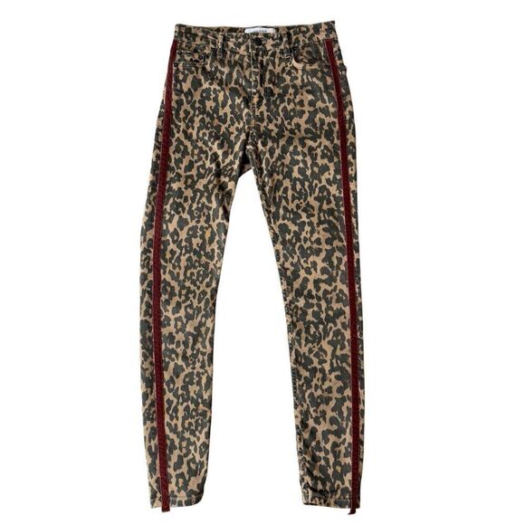 Zara Woman Premium Brown Leopard Print With Velvet Side Stripe Skinny Jeans Size - Picture 6 of 12